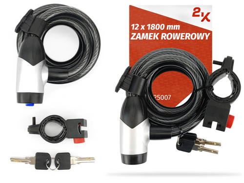 Blokada rowerowa z uchwytem 2K - 12x1000 mm - czarna