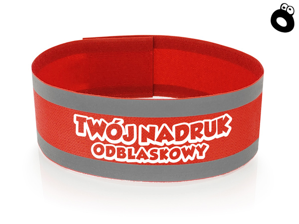 Opaska odblaskowa indywidualny nadruk 5 cm czerwona