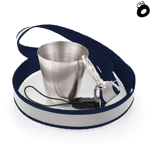 Zestaw imprezowy smycz odblaskowa GRANATOWA z kieliszkiem metalowym