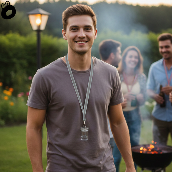 Zestaw imprezowy smycz odblaskowa SZARA z kieliszkiem szklanym