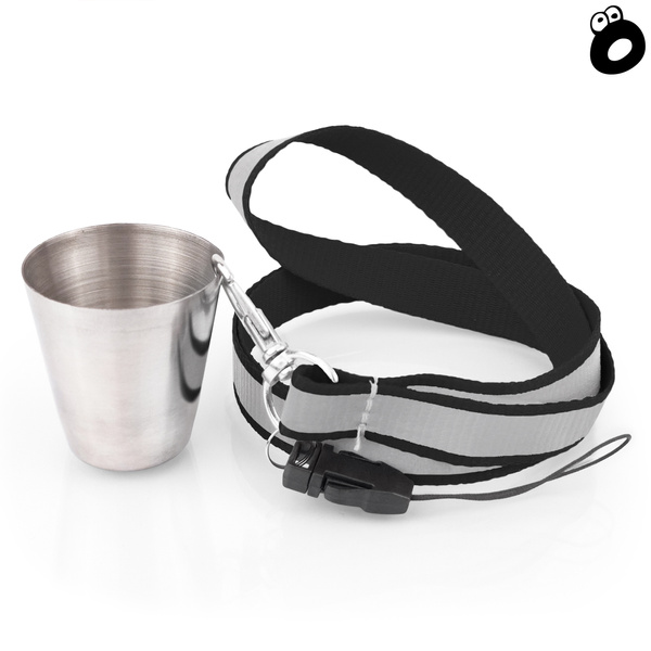 Zestaw imprezowy smycz odblaskowa CZARNA z kieliszkiem metalowym