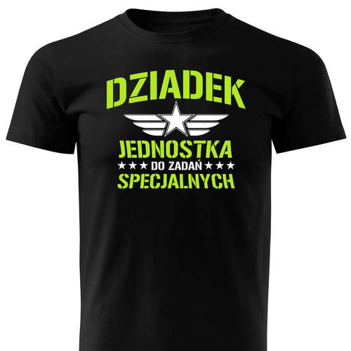 Czarna koszulka T-shirt nadruk DZIADEK JEDNOSTKA DO ZADAŃ SPECJALNYCH