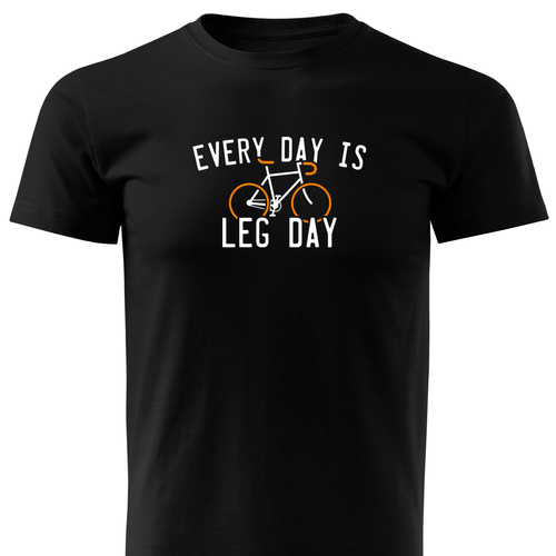 Czarna koszulka T-shirt nadruk EVERY DAY IS LEG DAY