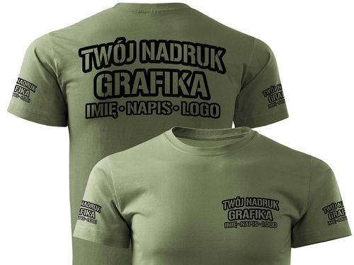 Koszulka T-shirt z własnym nadrukiem - khaki