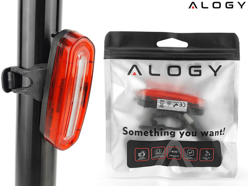 Lampka rowerowa na tył ALOGY - USB - IPX6