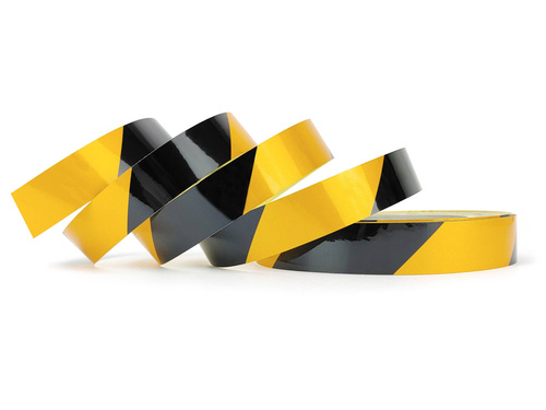 Odblaskowa taśma samoprzylepna żółto-czarna 2,5 cm