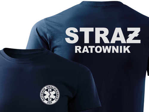 STRAŻ RATOWNIK kwalifikowany OSP koszulka z nadrukiem