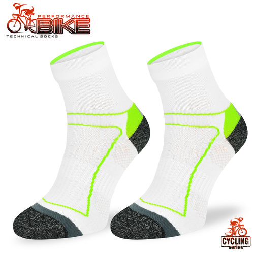 Skarpety rowerowe BIK1 DryTex – biało-zielone
