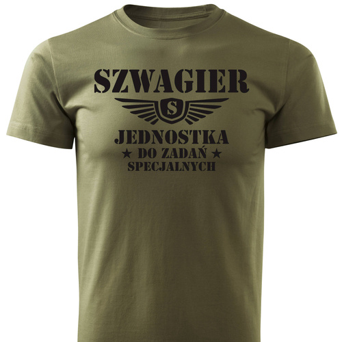 Wędkarska koszulka T-shirt nadruk SZWAGIER JEDNOSTKA DO ZADAŃ SPECJALNYCH