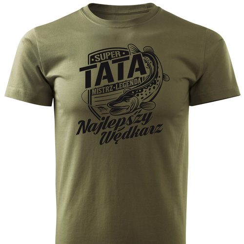 Wędkarska koszulka T-shirt nadruk TATA NAJLEPSZY WĘDKARZ
