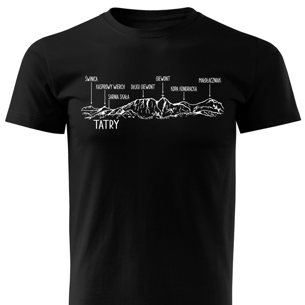 Czarna koszulka T-shirt nadruk PANORAMA TATR