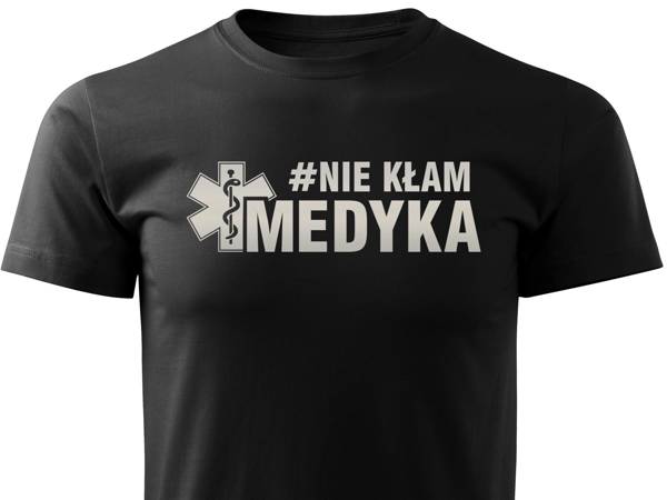 Koszulka T-shirt wzór odblaskowy #NIE KŁAM MEDYKA 