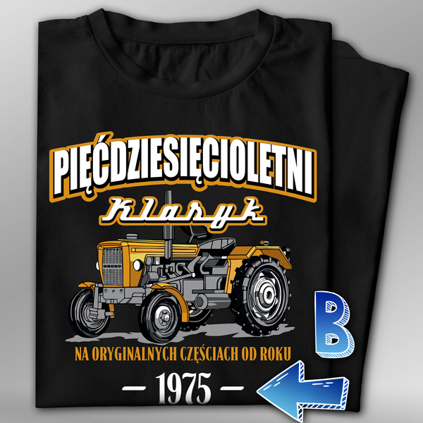 Koszulka bawełniana T-shirt nadruk - 50-letni KLASYK + ROK URODZENIA