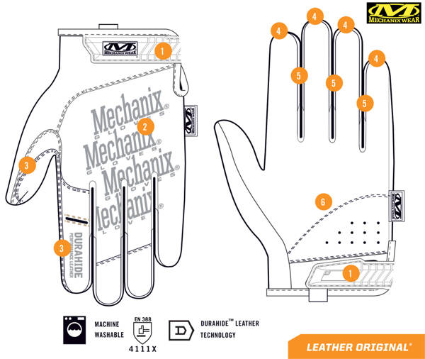 Skórzane rękawice ochronne MECHANIX Leather Original