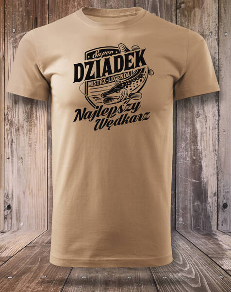 Wędkarska koszulka T-shirt nadruk DZIADEK NAJLEPSZY WĘDKARZ