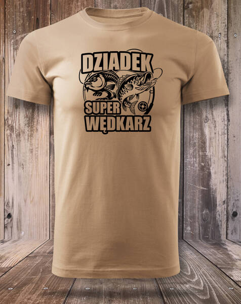 Wędkarska koszulka T-shirt nadruk DZIADEK SUPER WĘDKARZ