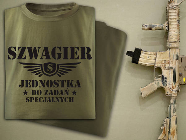 Wędkarska koszulka T-shirt nadruk SZWAGIER JEDNOSTKA DO ZADAŃ SPECJALNYCH