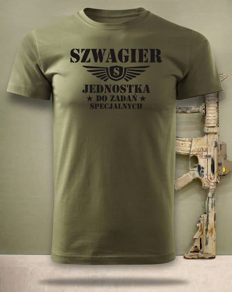 Wędkarska koszulka T-shirt nadruk SZWAGIER JEDNOSTKA DO ZADAŃ SPECJALNYCH