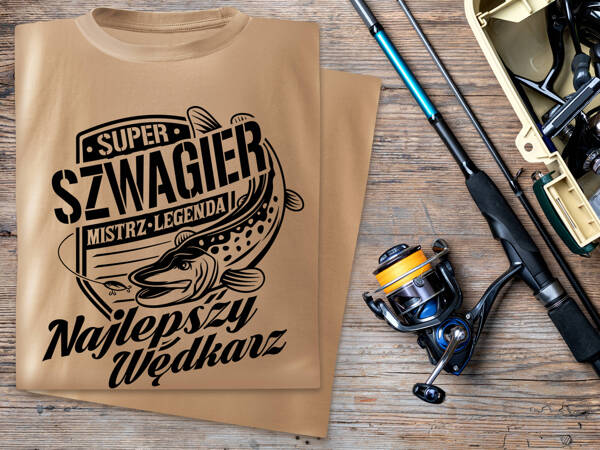 Wędkarska koszulka T-shirt nadruk SZWAGIER NAJLEPSZY WĘDKARZ