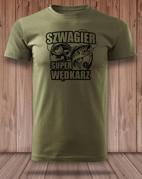 Wędkarska koszulka T-shirt nadruk SZWAGIER SUPER WĘDKARZ